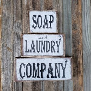 Laundry Soap and Company Stackable wood Block Sign